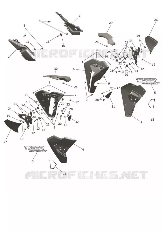 PANNEAU LATÉRAL Triumph MOTO Tiger 800 Tiger Sport 800  Tiger Sport 800
