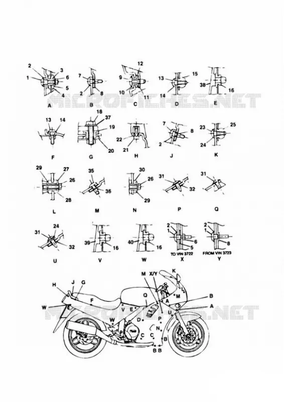 CARROSSERIE - FIXATIONS Triumph MOTO Daytona Daytona-others DAYTONA 750 & 1000  DAYTONA 750 & 1000
