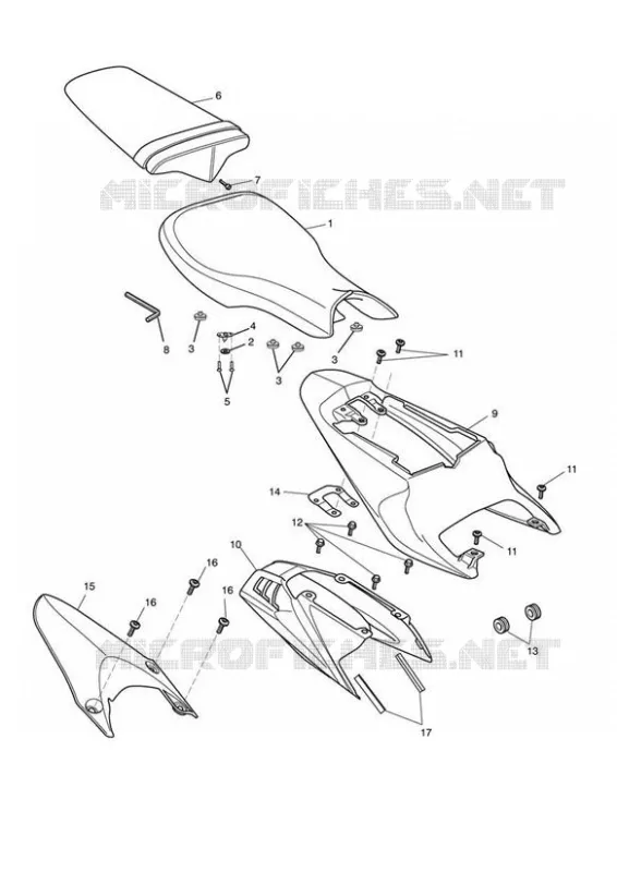 CARENAGES ARRIERE ET SELLE Triumph MOTO Daytona Daytona-675 DAYTONA 675, 675R & SE  DAYTONA 675, 675R & SE