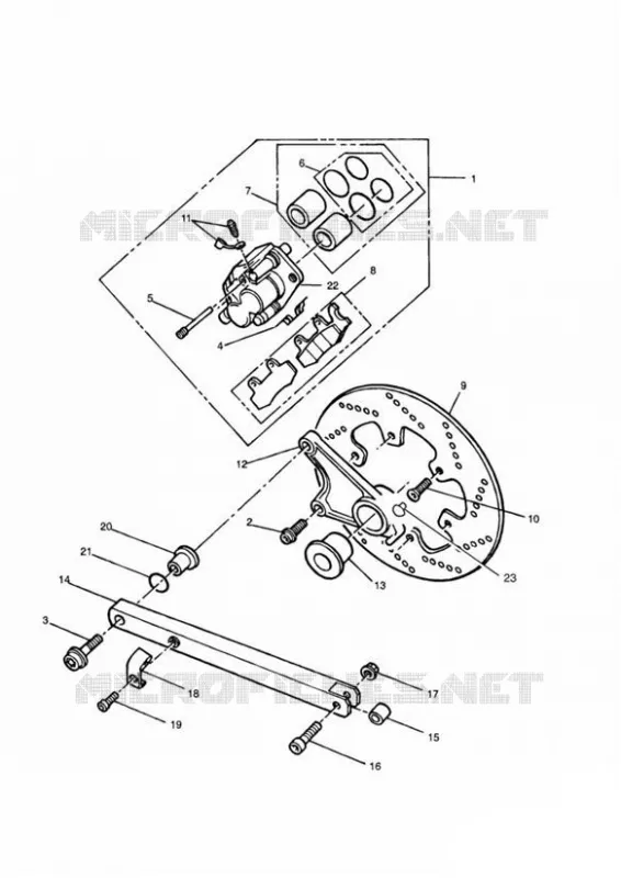 ETRIER DE FREIN ARRIERE ET DISQUE SPRINT Triumph MOTO Sprint Sprint-carbs SPRINT Carburetor  SPRINT Carburetor