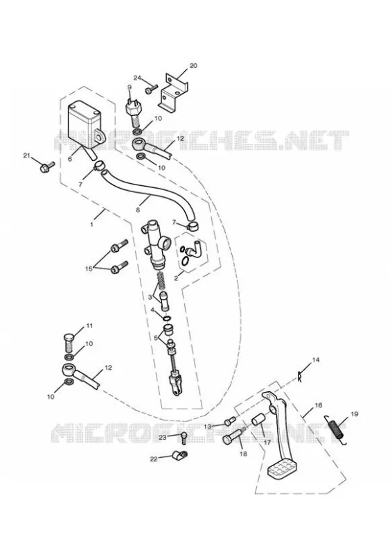 MAITRE CYLINDRE DE FREIN ARRIERE - RESERVOIR ET PEDALE Triumph MOTO Bonneville Air-Cooled Bonneville EFI  Bonneville EFI